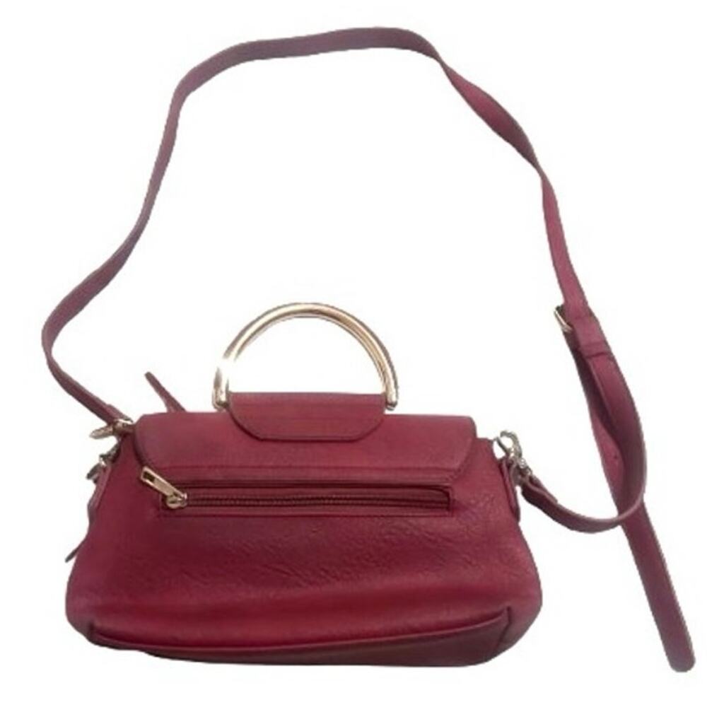 PETA Certified Vegan Faux Leather Burgundy Boho Fringe Festival Crossbody Bag - Picture 2 of 5